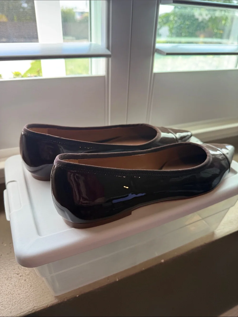 Rebecca Allen Pointed Patent Leather Flats in Brown